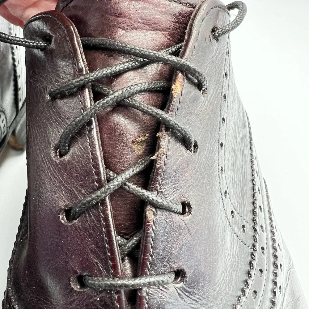 VTG Florsheim Royal Imperial Mens 10D Wingtip Leather Burgundy Brown Dress Shoes